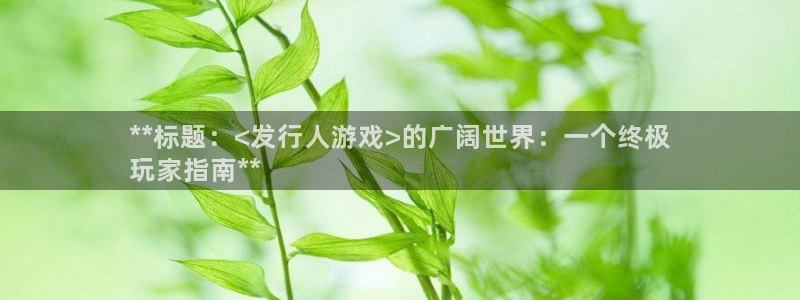 顺盈娱乐官网首页网址是什么：**标题：<发行人游戏>的广阔世界：一个终极
玩家指南**