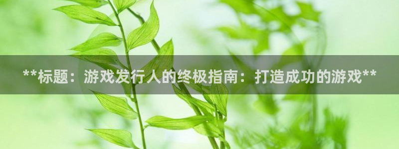 顺盈娱乐律7O777：**标题：游戏发行人的终极指南：打造成功的游戏**